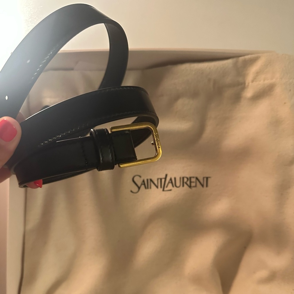 Saint Laurent Black Belt with Gold Buckle